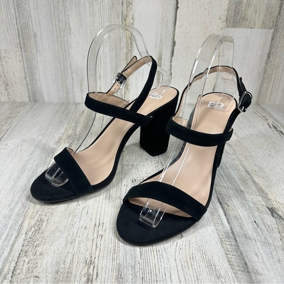 New Bp. Lula Black Faux Suede Slingback Open Toe Ankle Strap Sandals #172 - Picture 2 of 12